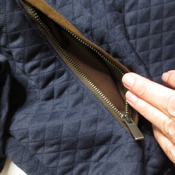 NWT CREMIEUX mens SWEATSHIRT quilted NAVY tan SWEATER blue CLASSIC SIZE XXL - Picture 3 of 10